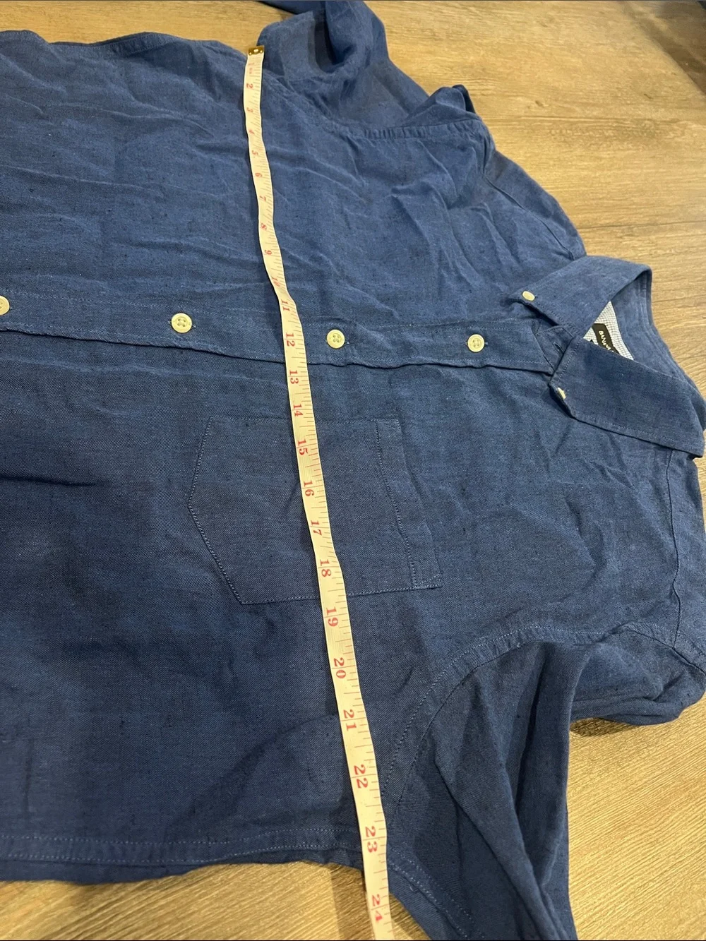 Banana Republic Men’s Blue Button-Down Linen Cotton blend Shirt L